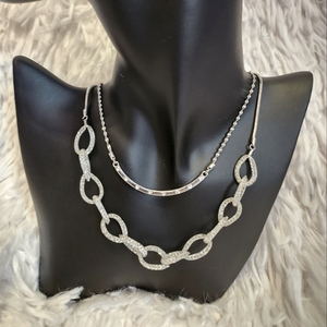 Silver double‎ necklace